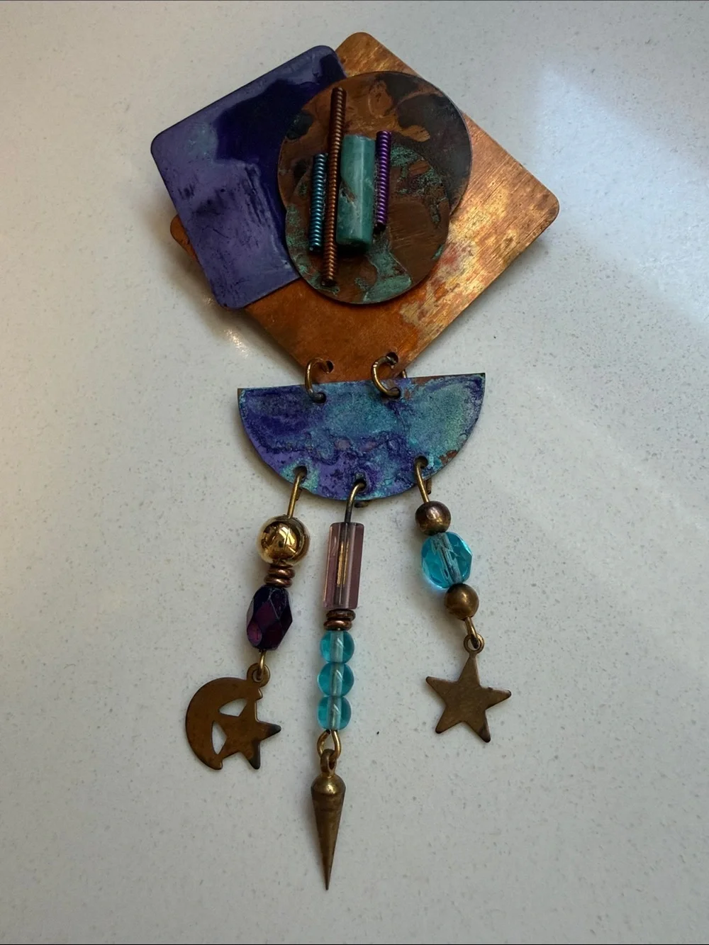 Celestial Art Deco Statement Accent Brooch - Vintage
